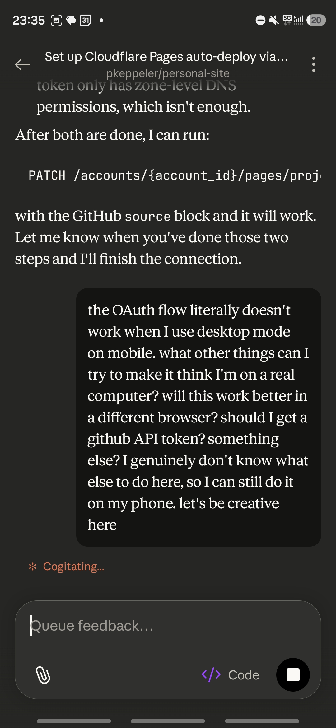 The moment I hit my limit with the OAuth flow